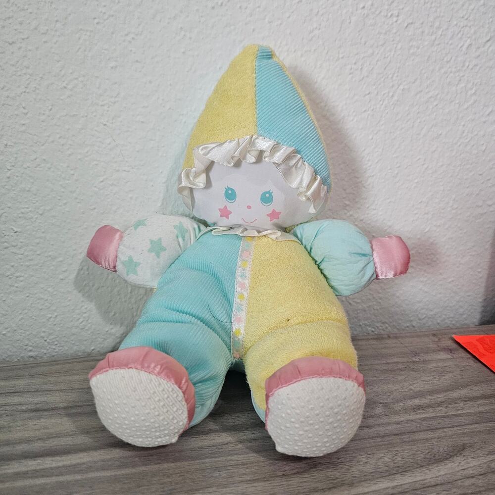 Vintage 1991 Playskool Clown Terry Cloth Plush Doll Baby Stuffed Toy Pastel